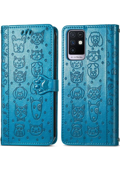 Infinix Not 10 Karikatür Hayvanlar Için Kılıf Kısa Kayış Darbeye Flip Case (Yurt Dışından)