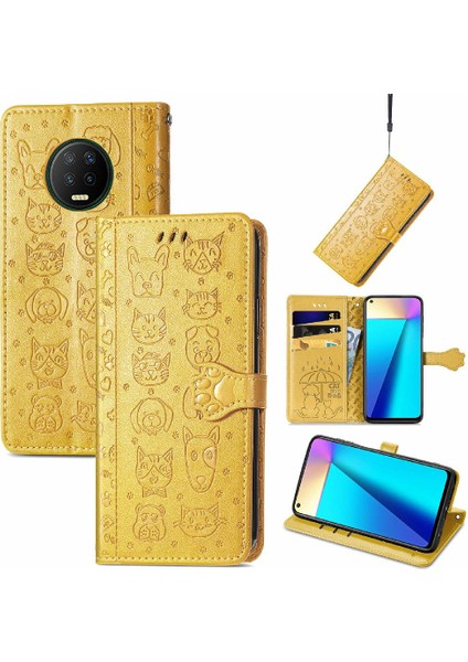 Infinix Not 7 Için Kılıf Kısa Kayış Karikatür Hayvanlar Darbeye Kapak Çevirin (Yurt Dışından)
