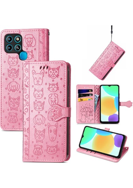 Infinix Akıllı 6 Kılıf Için Kılıf Kısa Kayış Karikatür Hayvanlar Flip (Yurt Dışından) modelleri