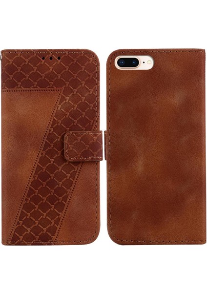 Iphone 8 Için Telefon Kılıfı Artı/7 Artı Kart Yuvası Fonksiyonu Kabartmalı Desen Pu (Yurt Dışından)