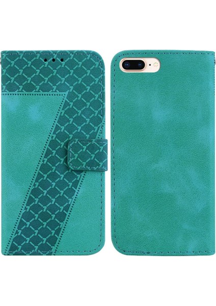 Iphone 8 Için Telefon Kılıfı Artı/7 Artı Kart Yuvası Fonksiyonu Kabartmalı Desen Pu (Yurt Dışından)