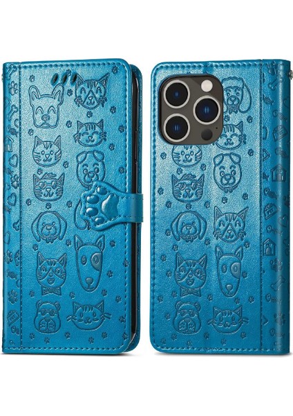 Iphone 14 Için Kılıf Pro Darbeye Kapak Kapak Kısa Kayış Karikatür Hayvanlar (Yurt Dışından)