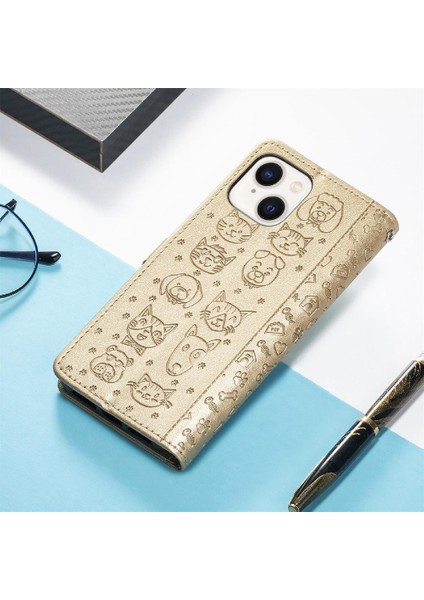Iphone 14 Için Kılıf Artı Darbeye Karikatür Hayvanlar Deri Kılıf Flip (Yurt Dışından)