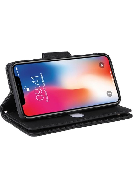 El Kayışı Fermuar Cüzdan Kapak Manyetik Kart ile iphone Xs Max Için Kılıf (Yurt Dışından)