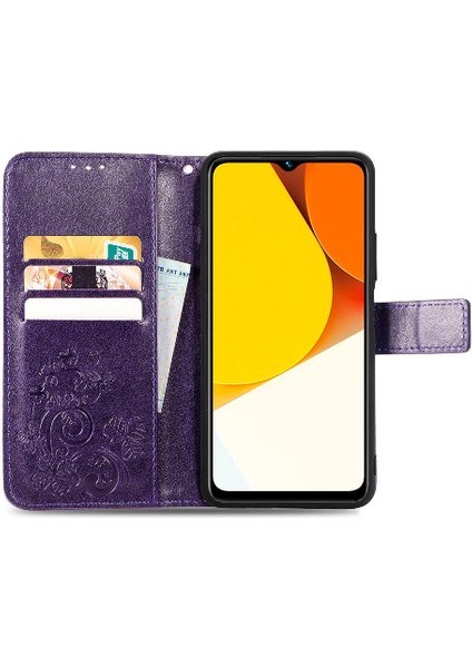 Vivo Y35 Dört Yapraklı Yonca Için Kılıf Kısa Kayış Deri Kılıf Kapak Çevirin (Yurt Dışından) indirimleri