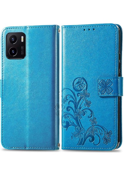 Vivo Y15S Dört Yapraklı Yonca Deri Kılıf Için Kılıf Zarif Iş Çevirme (Yurt Dışından)