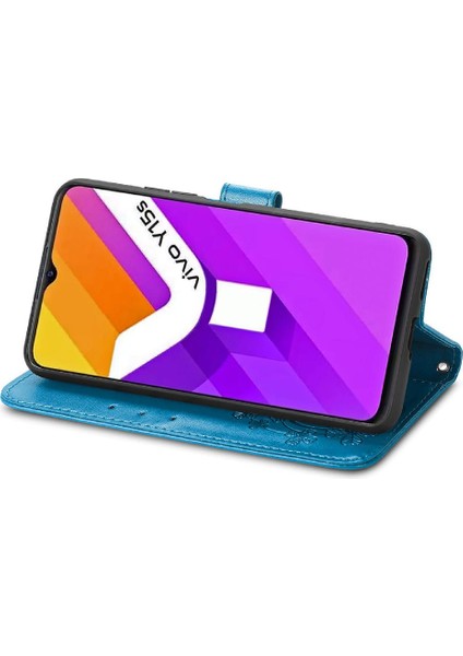 Vivo Y15S Dört Yapraklı Yonca Deri Kılıf Için Kılıf Zarif Iş Çevirme (Yurt Dışından)