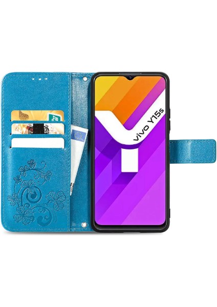 Vivo Y15S Dört Yapraklı Yonca Deri Kılıf Için Kılıf Zarif Iş Çevirme (Yurt Dışından)