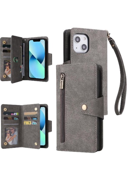 El Kayışı Kart Tutucu Fermuar Cüzdan Kapak Deri ile iphone 13 Için Kılıf (Yurt Dışından)