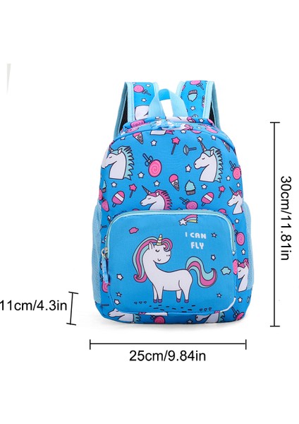 Çocuk Sevimli Unicorn Karikatür Okul Çantası Mini Sırt Çantası (Mavi) (Yurt Dışından)