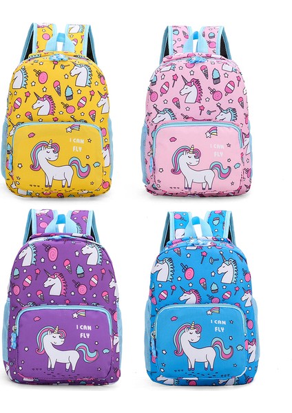 Çocuk Sevimli Unicorn Karikatür Okul Çantası Mini Sırt Çantası (Mavi) (Yurt Dışından)