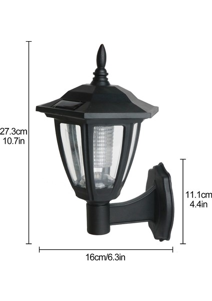 Güneş Enerjili Duvar Lambası LED Sokak Lambası Indüksiyonlu Altıgen (Yurt Dışından)