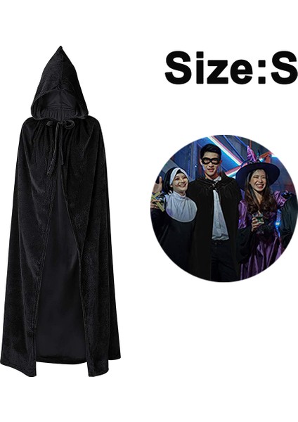 S Beden 110CM Cadılar Bayramı Pelerini - Siyah (Yurt Dışından)