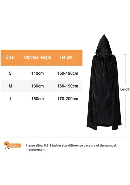 S Beden 110CM Cadılar Bayramı Pelerini - Siyah (Yurt Dışından) indirimleri