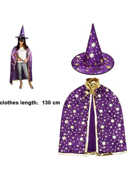 Mor 130CM Yetişkin Beş Yıldızlı Takım-Cadılar Bayramı Pelerini (Yurt Dışından)
