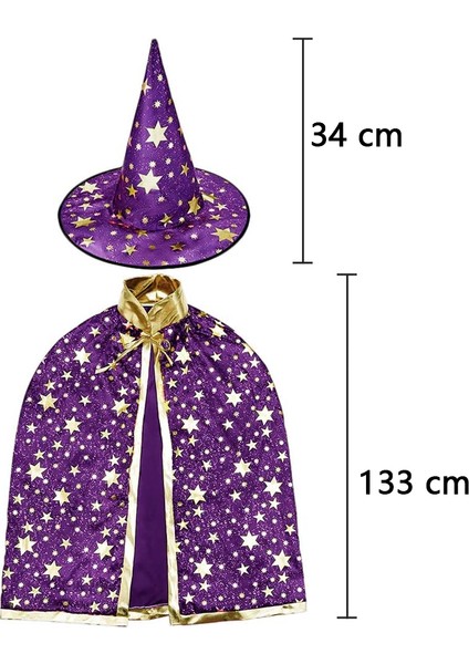 Mor 130CM Yetişkin Beş Yıldızlı Takım-Cadılar Bayramı Pelerini (Yurt Dışından) fırsatları
