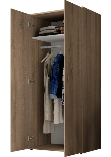 T Designo Ada Giyinme Dolabı - Çok Amaçlı Dolap - Gardırop 80 Cm-2 Kapaklı