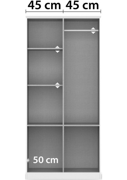 T Designo Aksu  Giyinme Dolabı - Çok Amaçlı Dolap - Gardırop 90 Cm-2 Kapaklı-2 Çekmeceli