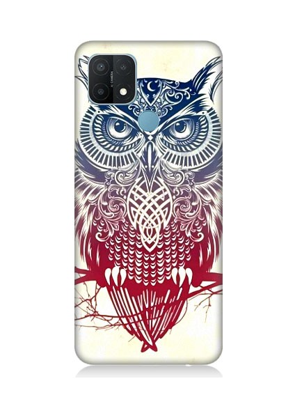 Oppo A15 Uyumlu Mistik Tribal Baykuş Desenli Silikon Kılıf