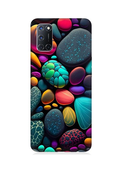 Oppo A52 Uyumlu Artx Kırmızı Doğa Taşlar Desenli Silikon Kılıf