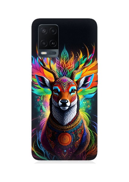 Oppo A54 Uyumlu Mistik Ala Geyik Desenli Silikon Kılıf