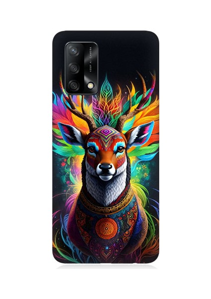 Oppo A74 Uyumlu Mistik Ala Geyik Desenli Silikon Kılıf