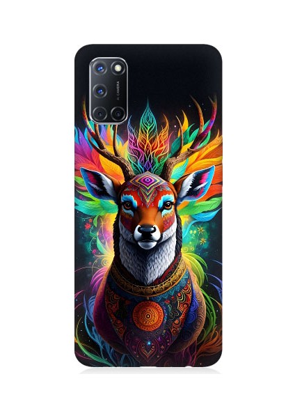 Oppo A52 Uyumlu Mistik Ala Geyik Desenli Silikon Kılıf