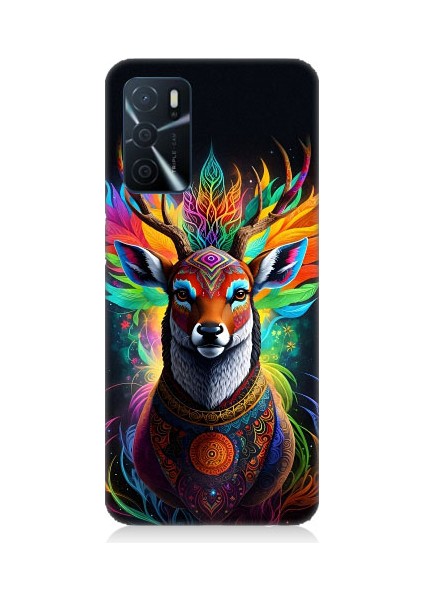 Oppo A55 Uyumlu Mistik Ala Geyik Desenli Silikon Kılıf