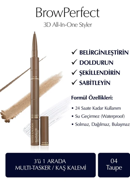 Estee Lauder Kaş Kalemi - Browperfect 3D All-In-One Styler Multi-Tasker 04 Taupe