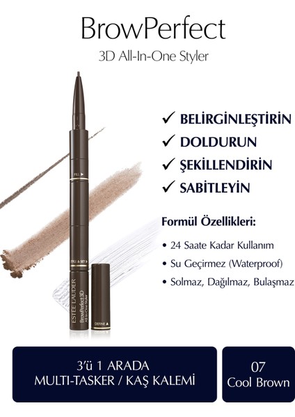 Estee Lauder Browperfect 3D All-In-One Styler Multı-Tasker Kaş Kalemi 7 Cool Brown