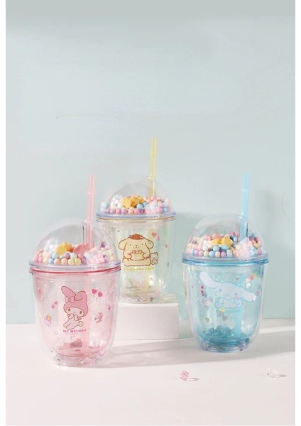 Sanrio Lisanslı Boncuklu Kapaklı Pipetli Plastik Şişe 435 ml fiyatları