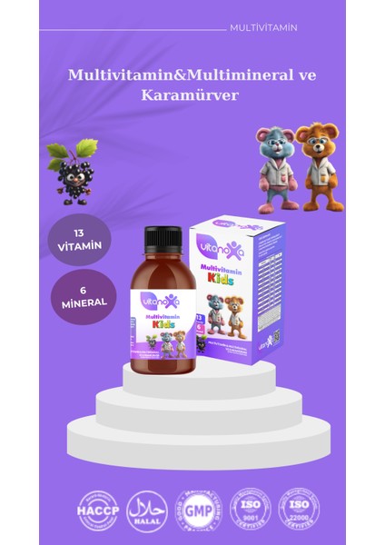 Kids Multivitamin & Multimineral ve Karamürver İçeren Takviye Edici Gıda 150 ml