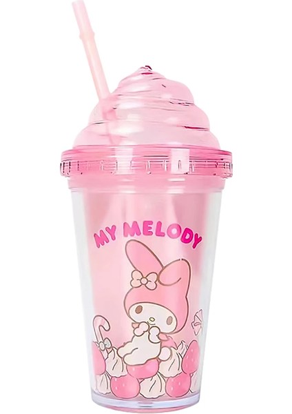 Sanrio Lisanslı Pipetli Plastik Şişe 320 ml Pembe