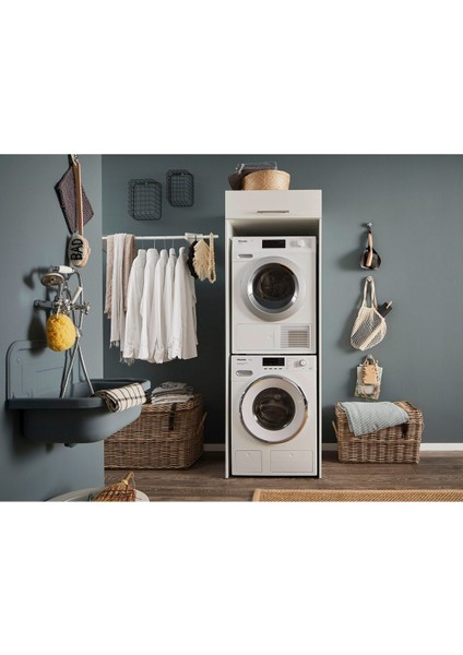 Hane Banyo Dolabı-Çok Amaçlı-Çamaşır Makinesi Dolabı Beyaz
