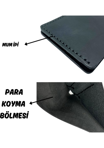 El Yapımı Deri Premium Cüzdan Siyah Geniş Model