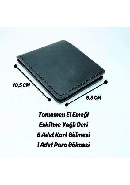 El Yapımı Deri Premium Cüzdan Siyah Geniş Model