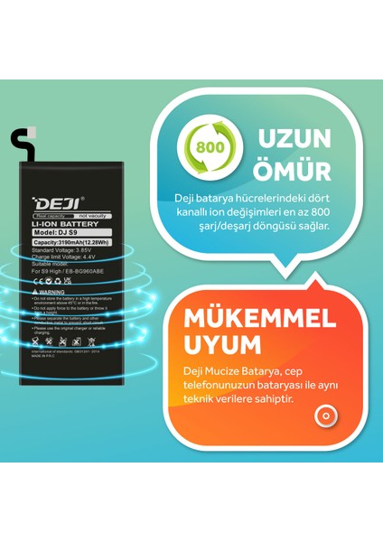 Samsung Galaxy S9 Batarya 3190 Mah Mucize Batarya Deji modelleri