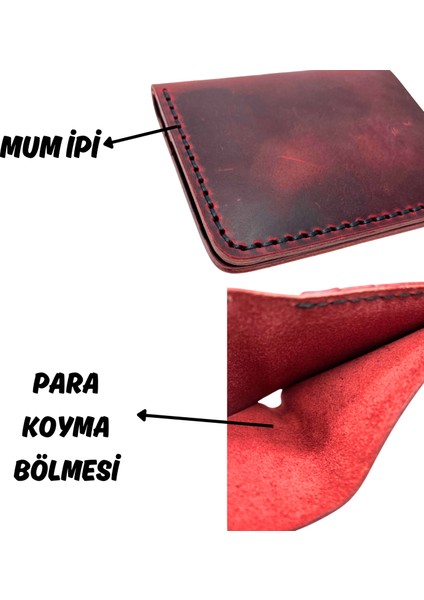 El Yapımı Deri Premium Cüzdan Kırmızı modelleri
