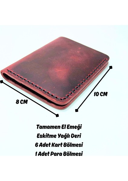 El Yapımı Deri Premium Cüzdan Kırmızı fırsatları