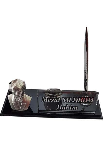 Isimlik - Masalık - Buro Ofıs Hediye - Kalemlık M524 Gümüş Ata