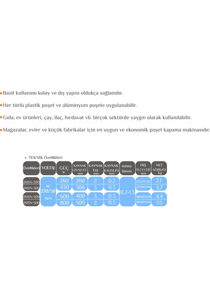 Jebrini Makine Masa Tipi Manuel Poşet Yapıştırma Kapatma Makinası 500 mm (Metal Gövde) Yedek Tel + Teflon Hediyeli