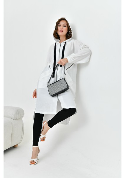 Kadın Fermuarlı Kapişonlu Kap Ekru 30754 modelleri