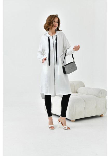 Kadın Fermuarlı Kapişonlu Kap Ekru 30754 indirimleri