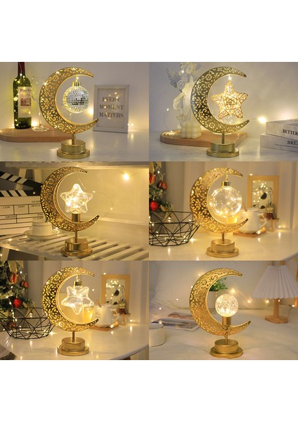 Tatil Dekorasyonu Içi Boş Masa Üstü Şekli D Için Uygun LED Eid Yıldız ve Ay Lambası Dekoratif Işık (Yurt Dışından) fiyatları