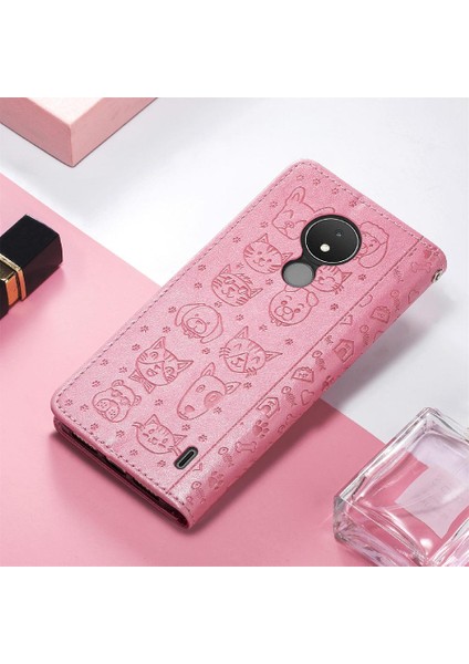 Nokia C21 Darbeye Karikatür Hayvanlar Için Çevirin Deri Telefon Kılıfı (Yurt Dışından) indirimleri