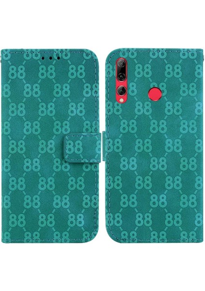 Için Huawei P Akıllı Artı 2019 Cüzdan Çift 8 Kabartmalı Pu Telefon Kılıfı (Yurt Dışından)