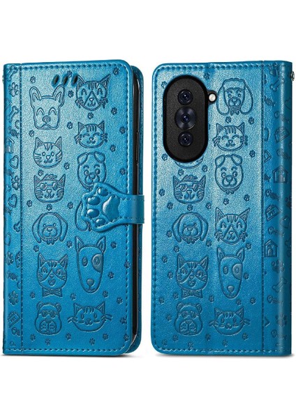 Huawei Nova 10 Için Karikatür Hayvanlar Darbeye Deri Telefon Kılıfı (Yurt Dışından)