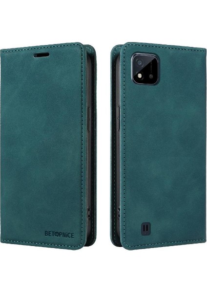 Realme C20/C20A/C11 Koruyucu Pu Deri Folio Cüzdan Manyetik Için Telefon Kılıfı (Yurt Dışından)
