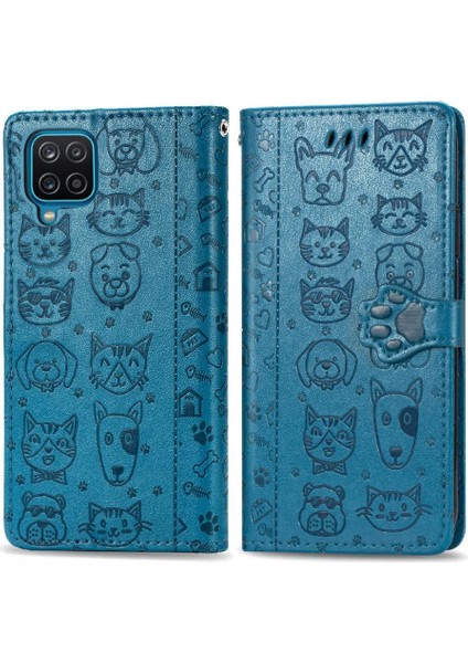 Samsung Galaxy A12 Için Kısa Kayış Karikatür Hayvanlar Telefon Kılıfı (Yurt Dışından)