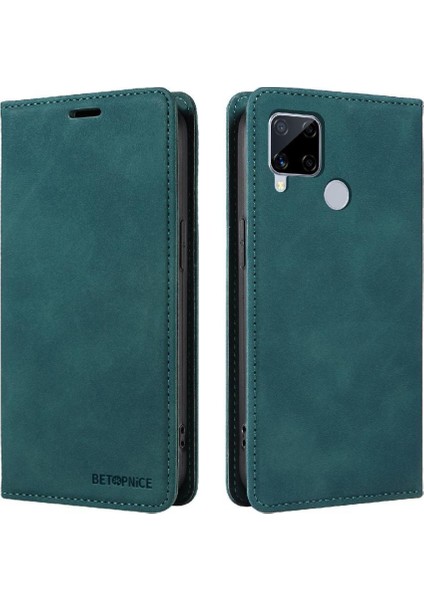 Realme C15/C12 Folyo Cüzdan Koruyucu Pu Deri Manyetik Için Telefon Kılıfı (Yurt Dışından)